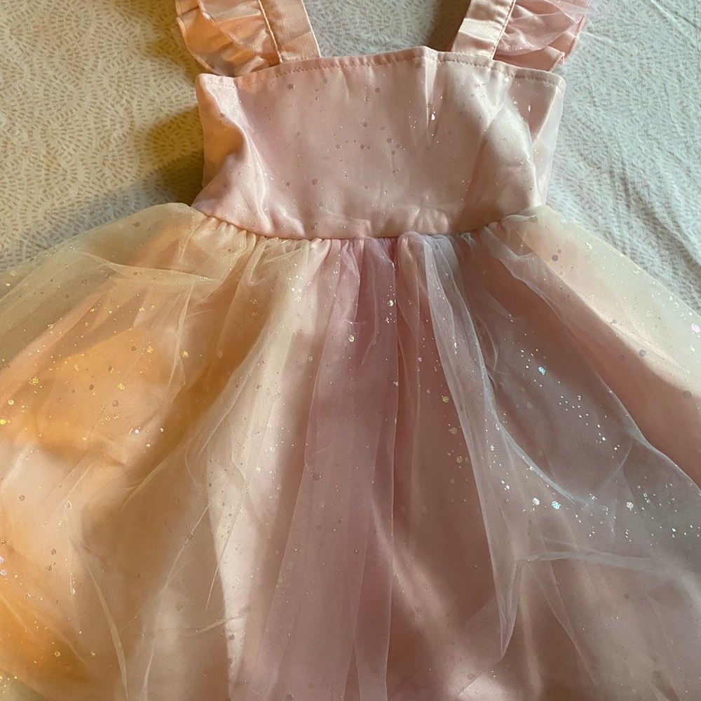 Pink Tulle Dress with Ruffled Straps